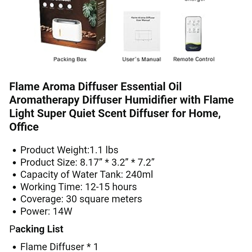 Aroma Diffuser with Remote Control NEW NEVER OPENED - Picture 8 of 9